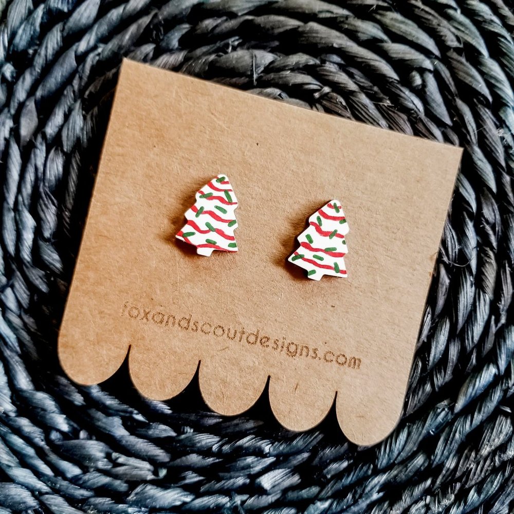 Christmas Tree Cake Stud Earrings